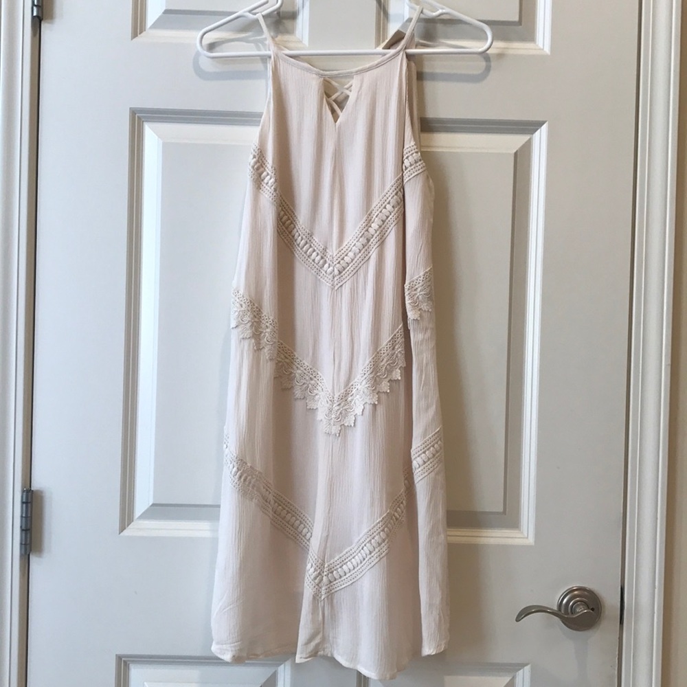 Mossimo Supply Co Ivory linen dress w/ embroidery